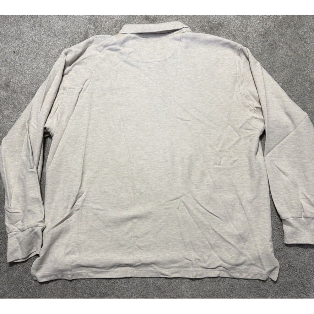 Orvis Men's XXL Long Sleeve Polo Shirt Heather Grey 100% Cotton Pique Fly Logo - Picture 4 of 7